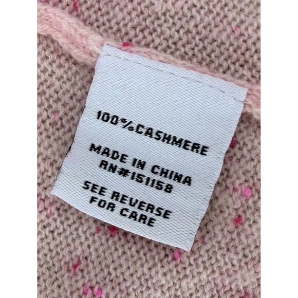 525 America Cropped Sweater 100% Cashmere Pink Heart Valentine Sz M Medium EUC!! - Picture 6 of 7